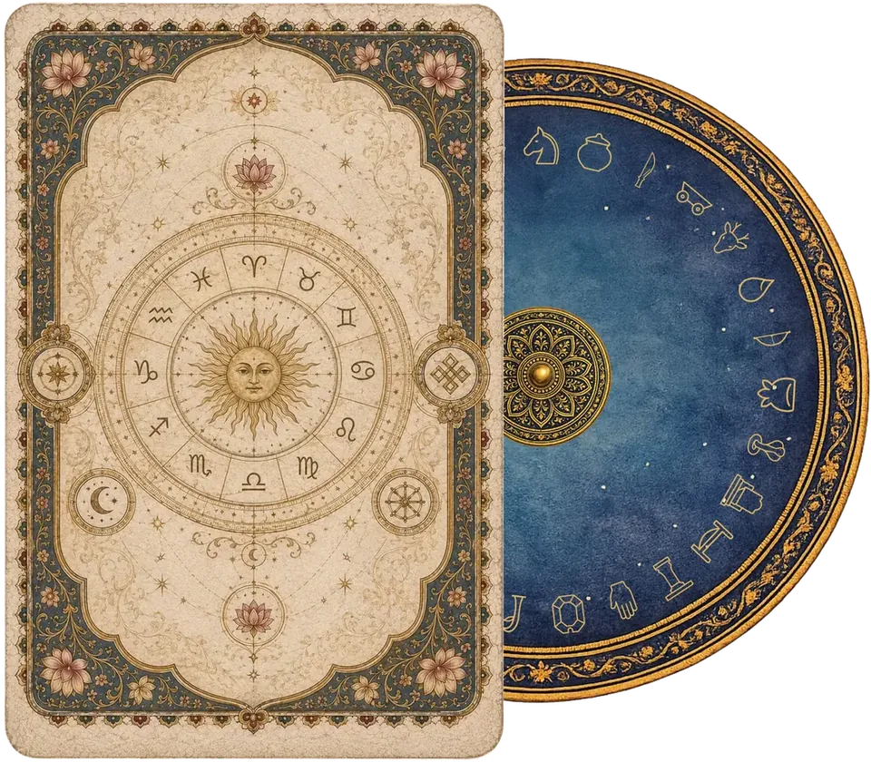 The Vedic Sun Card paired with the lunar Nakshatra wheel